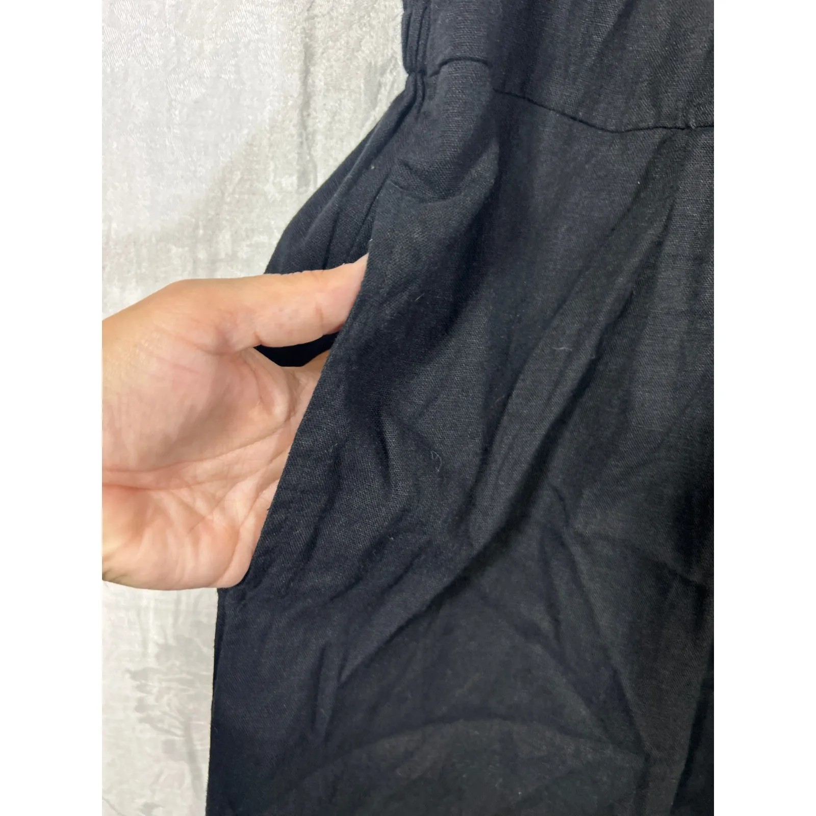 A New Day Romper 2X Black Faux Wrap NEW Linen Blend Shorts Jumper - Image 5