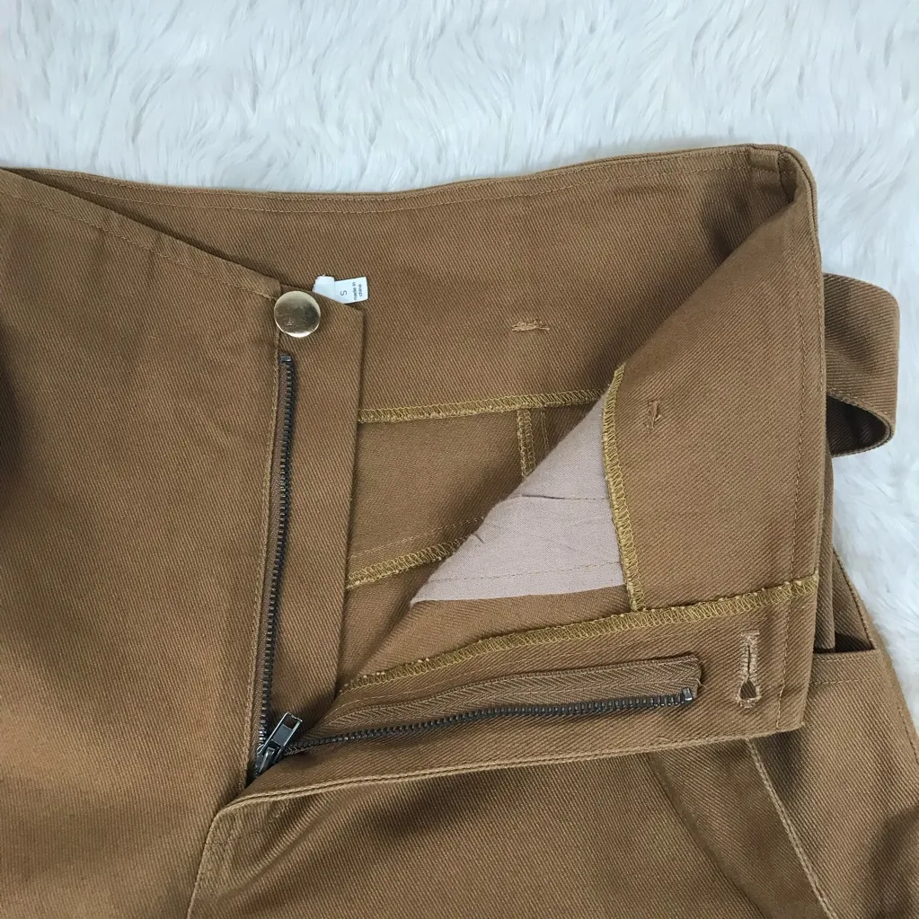 New ASTR Penelope Cropped Pant Small Brown Paperbag Waist Belted High Rise Fall - Image 9