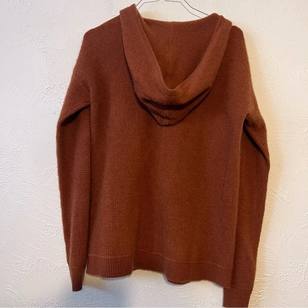 Cullen 100% Cashmere Brown Lace Up Hooded Sweater XS - Image 5