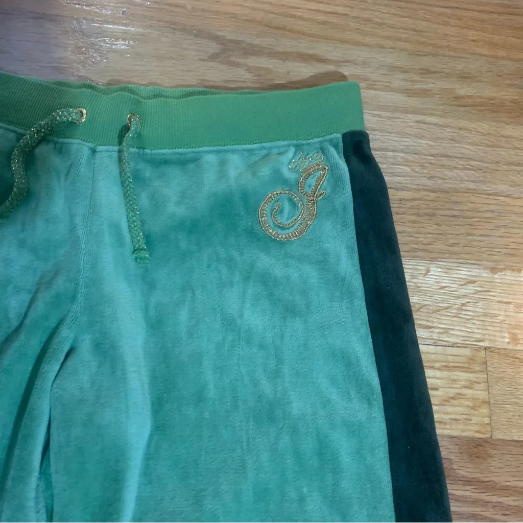 Juicy Couture Gela Pam Velour Drawstring Tracksuit Pants Green Women's 14 - Image 4