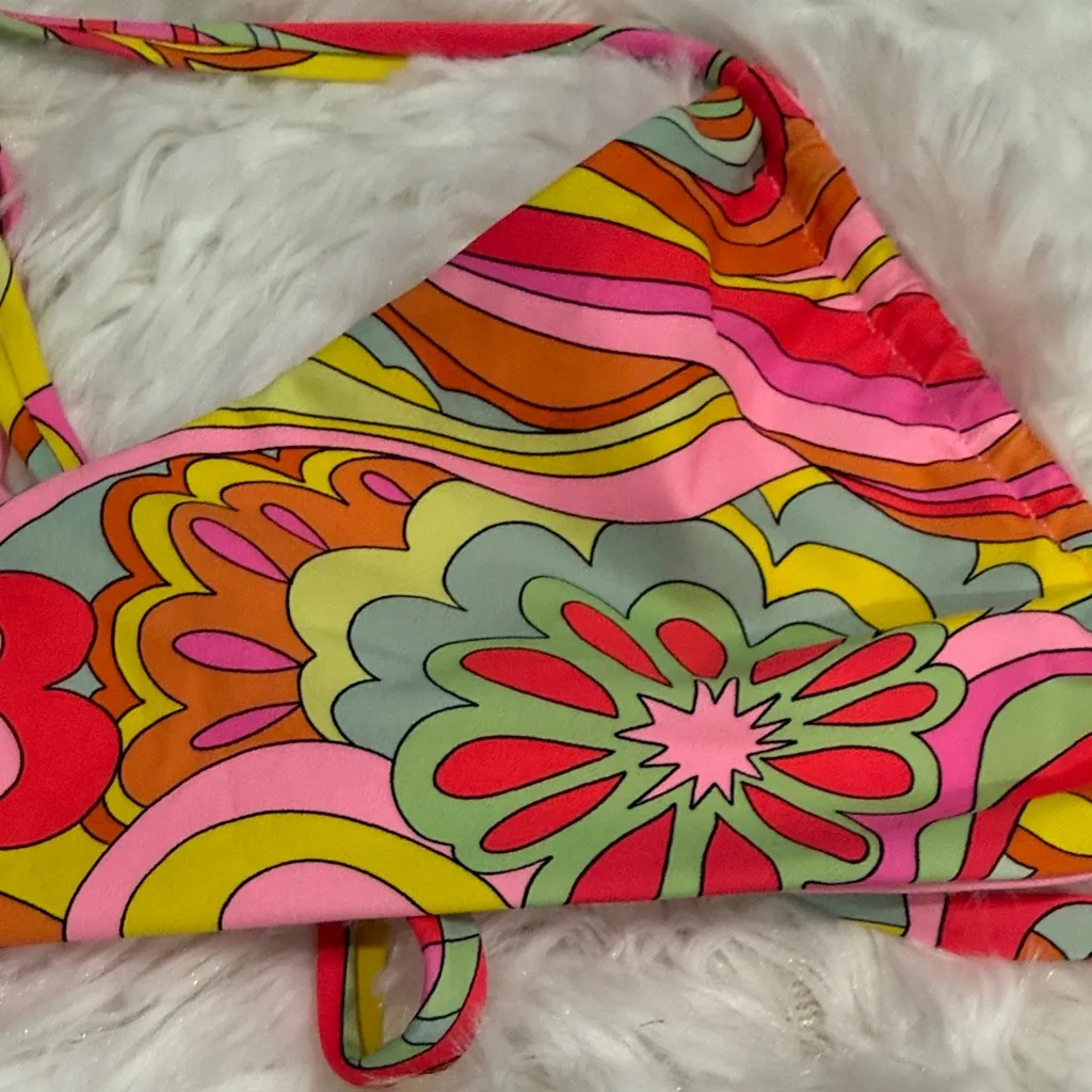 Frankie's Bikinis Vibrant Pink and Orange Bikini Bottom - Image 2