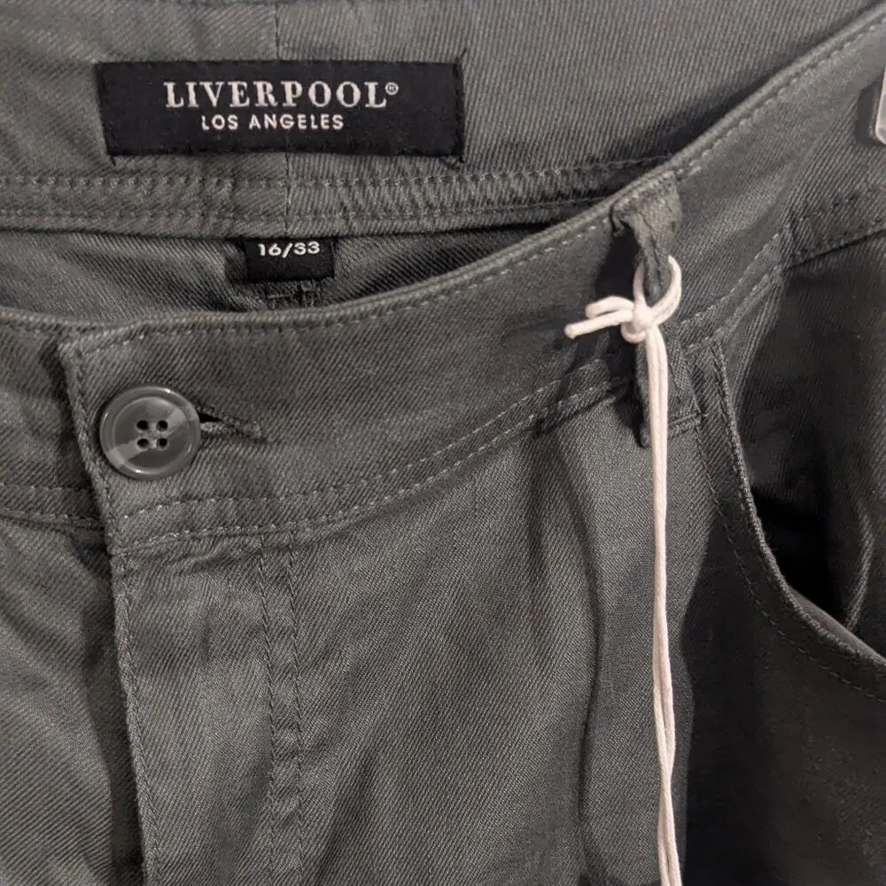 Liverpool Stretch Linen Fennel Green Emma Wide Leg Classic Pants Size - 16/33 - Image 4