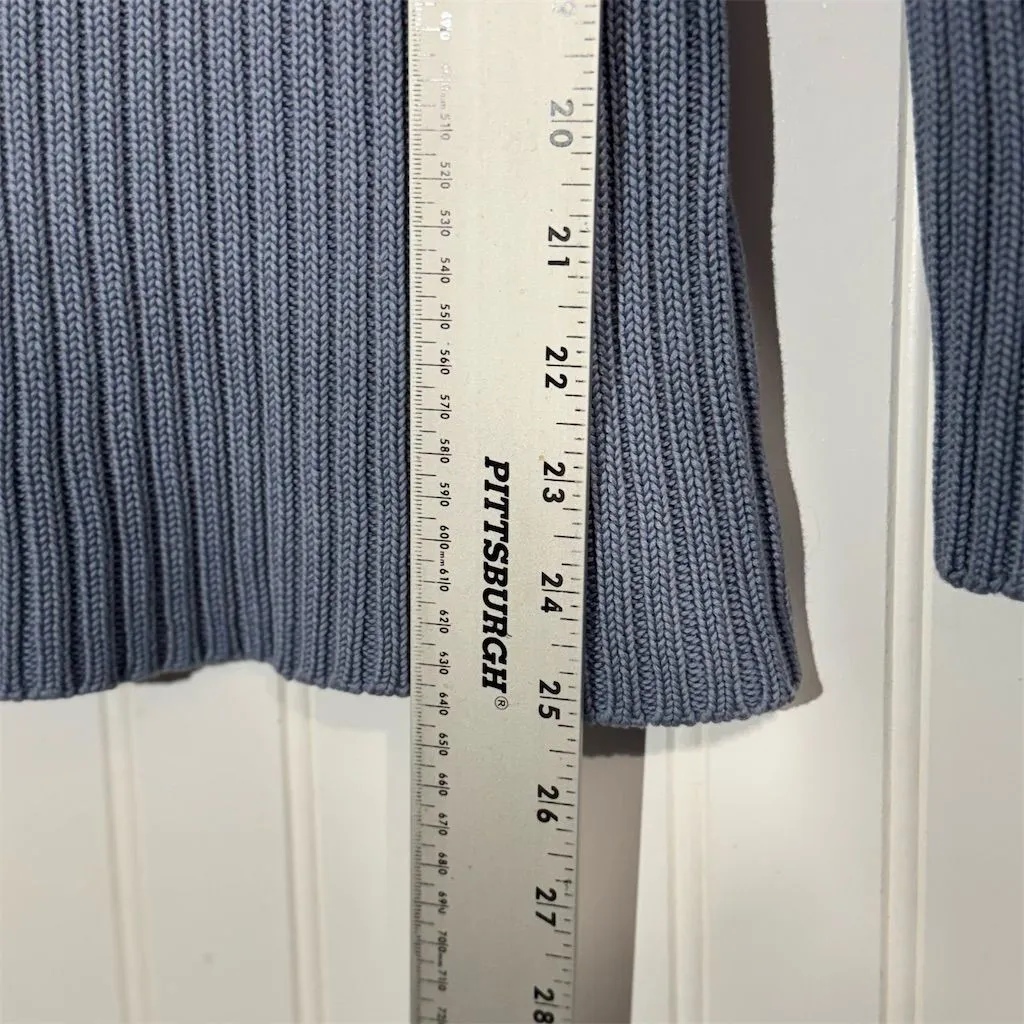 Vintage Brooks Brothers Sweater M Blue Ribbed Knit 100% Cotton Made in Hong Kong - Image 8