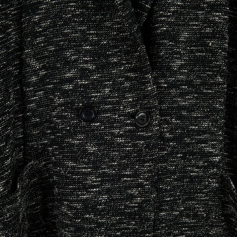 Eileen Fisher Black Notch Classic Collar Tweedy Organic Cotton Knit Blazer - Image 3