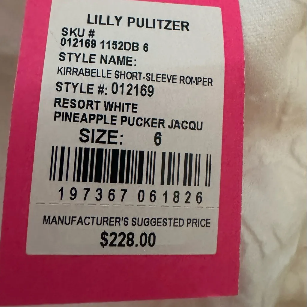 Lilly Pulitzer Kirrabelle Romper in Resort White, 6, NWT - Image 8
