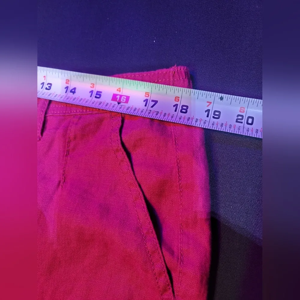 M&S Collection Women Pink 100% Linen Mid Rise Pull On Wide Legs Regular Pants 18 - Image 11