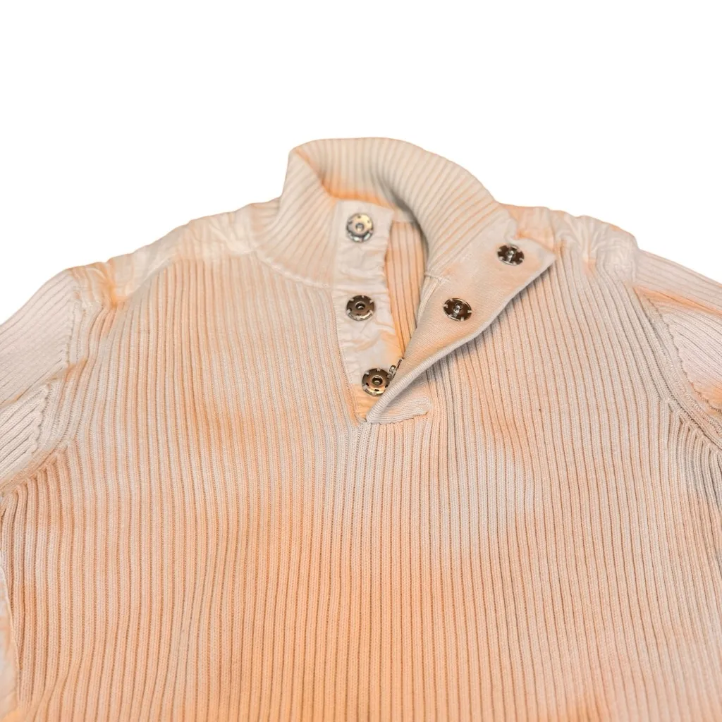 INC International Concepts Ribbed Snap Collar Oatmeal Cotton Sweater Large Soft White - Image 6