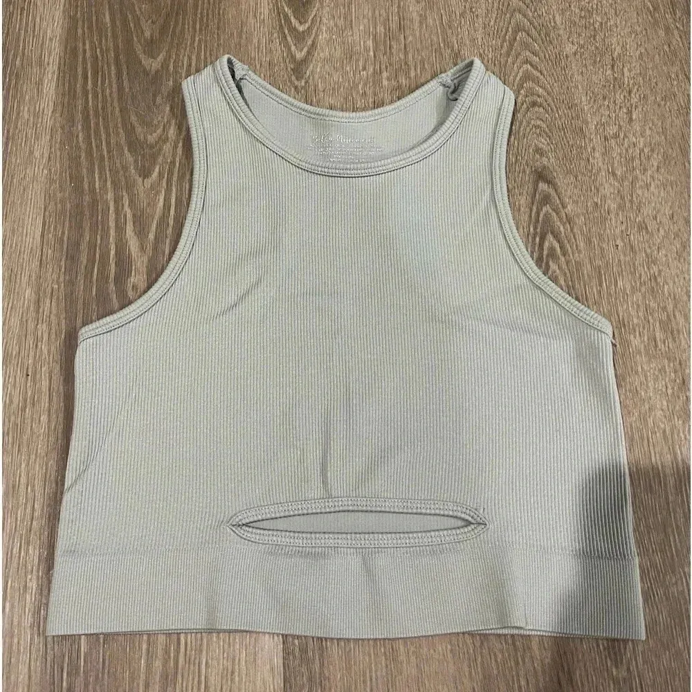 Grey High Neck Tank Top With Cutout Gray Size M - Image 5