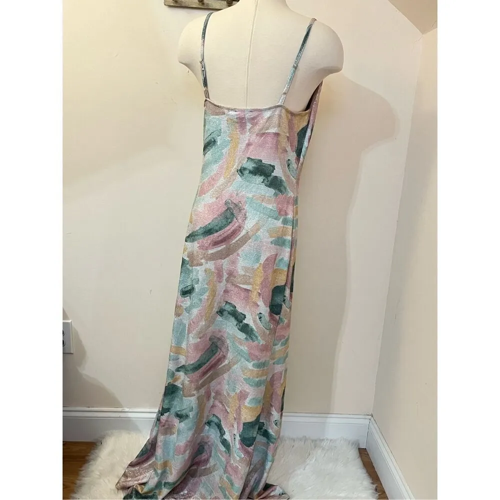 Bebe Vintage Y2K Glitter Drape Neck Slip Dress Pjnk Blue  L - Image 4