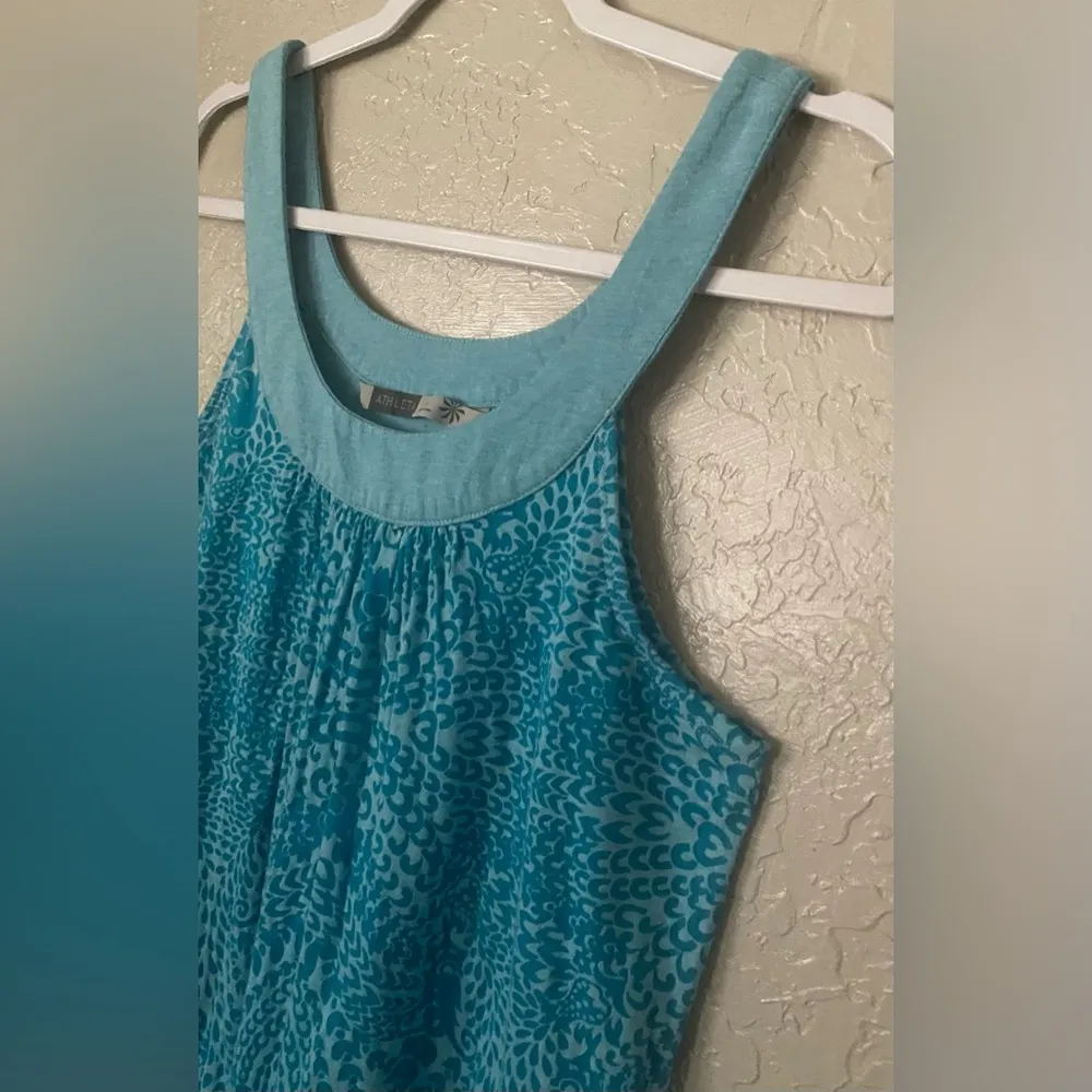 Athleta Dress Womens Small Blue Floral  Print Sleeveless Knit Athleisure - Image 4