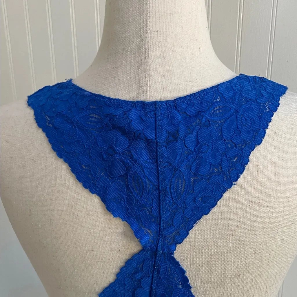 FREE PEOPLE Intimately Galloon Lace Racerback Bralette Royal Cobalt Blue Size L - Image 9