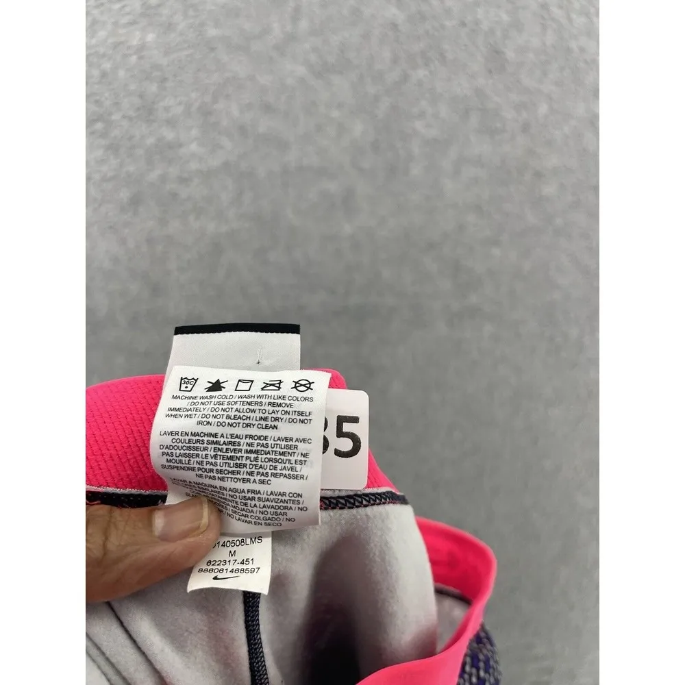 Nike Pro Women's Leggings Purple Abstract Neon Pink size Medium Full Length - Image 2