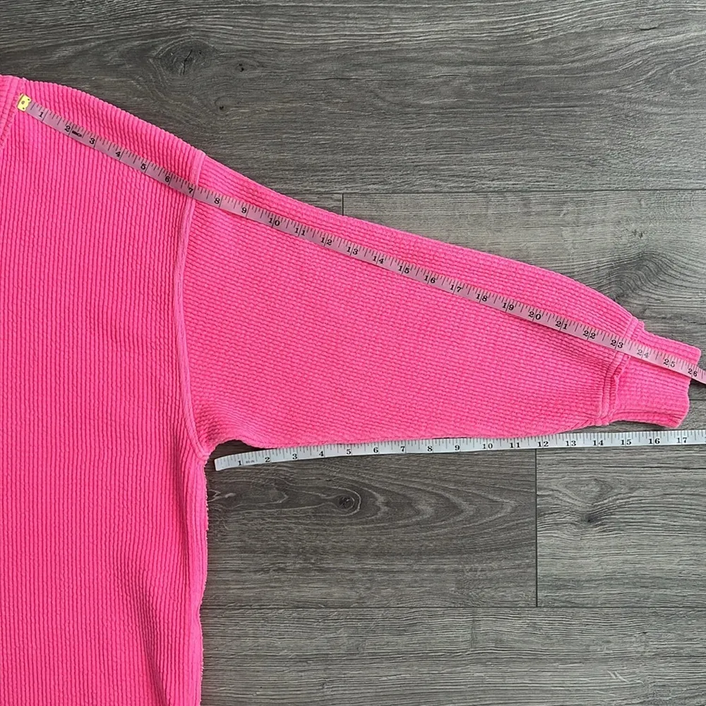 Wonder Textured V-Neck Sweater Hot Pink Retro Babrbiecore Oversized Medium - Image 10