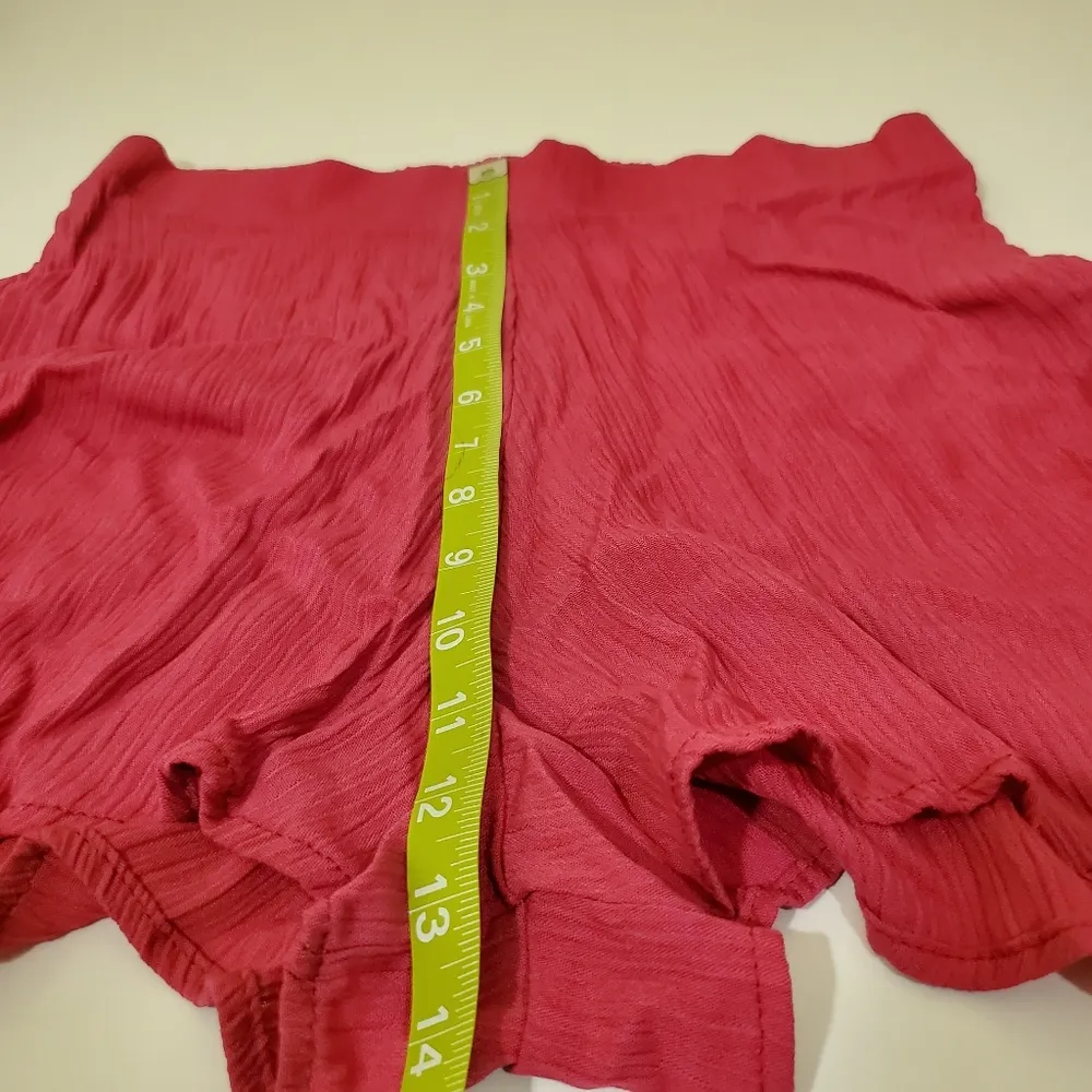 LA Gypsy Pink Rayon Shorts With Bungee Strings On Side Junior Large - Image 3