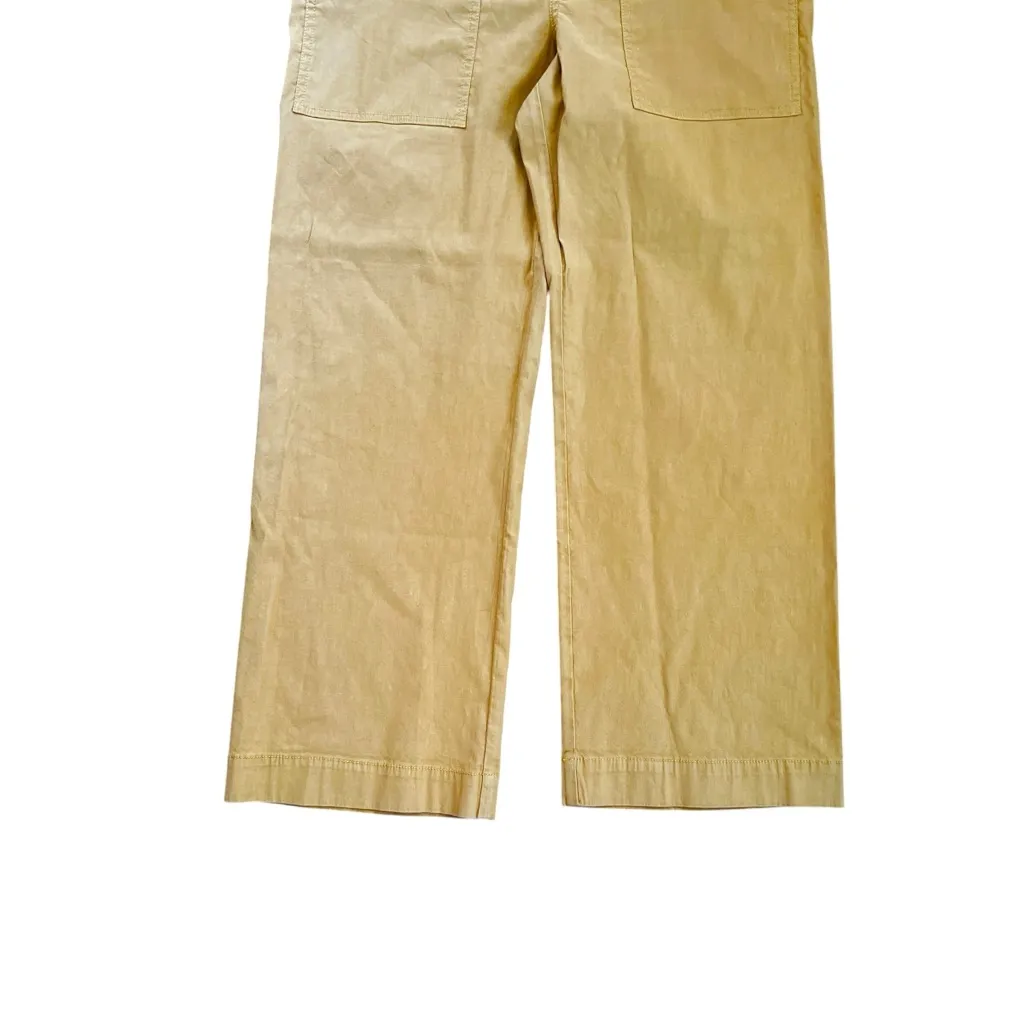 Maeve Anthropologie Colette Wide Leg Cropped Pants Ochre Mustard Linen Blend 8 - Image 6