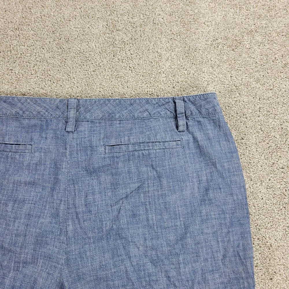 Lands End Womens Shorts 18P Blue Cotton Chambray Mid-rise Pockets Lightweight - Image 13
