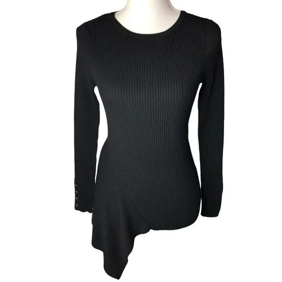 Catherine Malandrino Ribbed Knit Asymmetrical Long Sleeve Pullover Sweater - Image 24