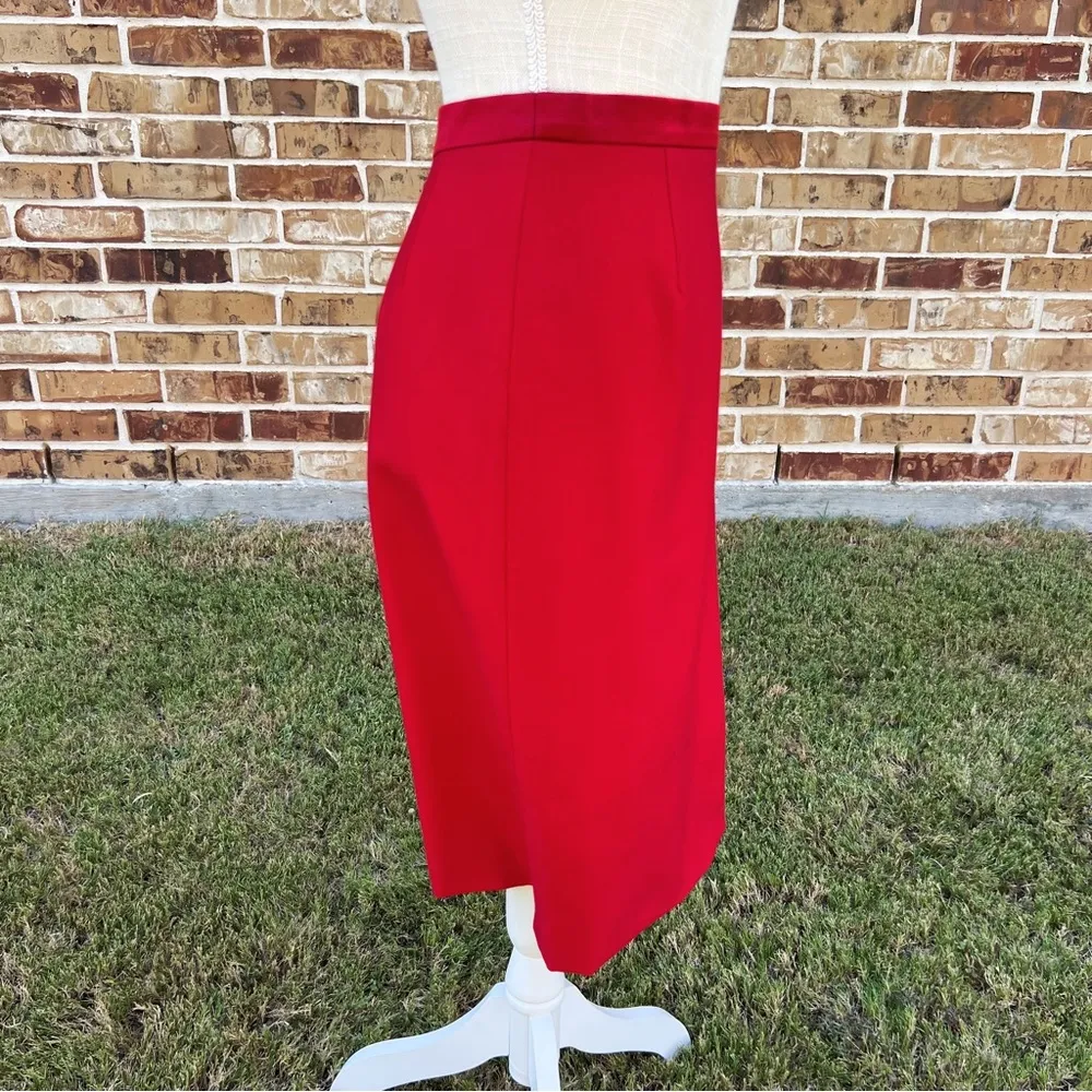 Escada Wool And Silk Red Skirt Size 42 - Image 2