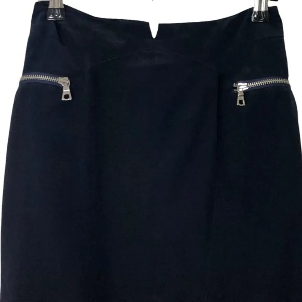 Richard Chai Love 100% Silk Mini Skirt Pencil Skirt Navy Blue Size 6 - Image 2