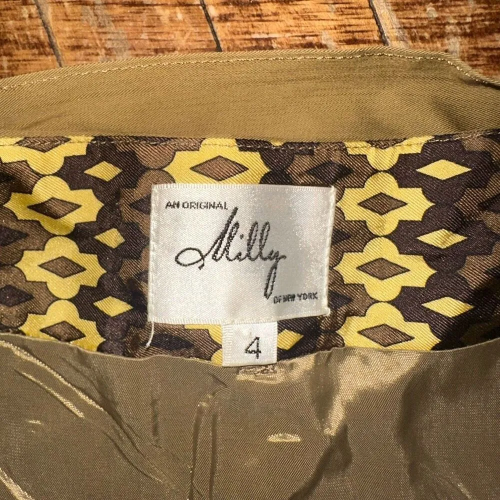 Milly luxe tan tie waist New Yorker business casual elegant 4 skirt - Image 2