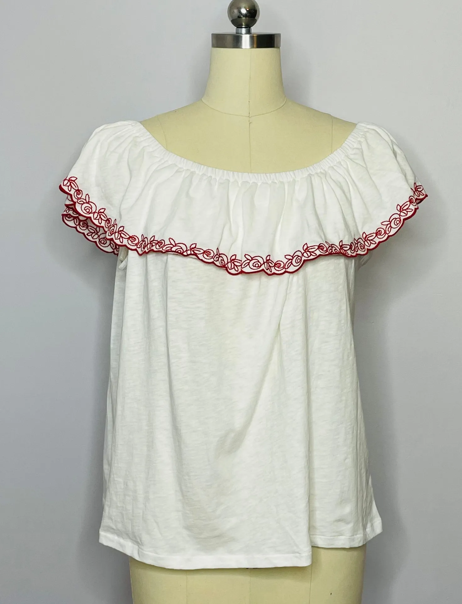 J. Crew Rose Off The Shoulder Embroidered Top XXL - Image 4
