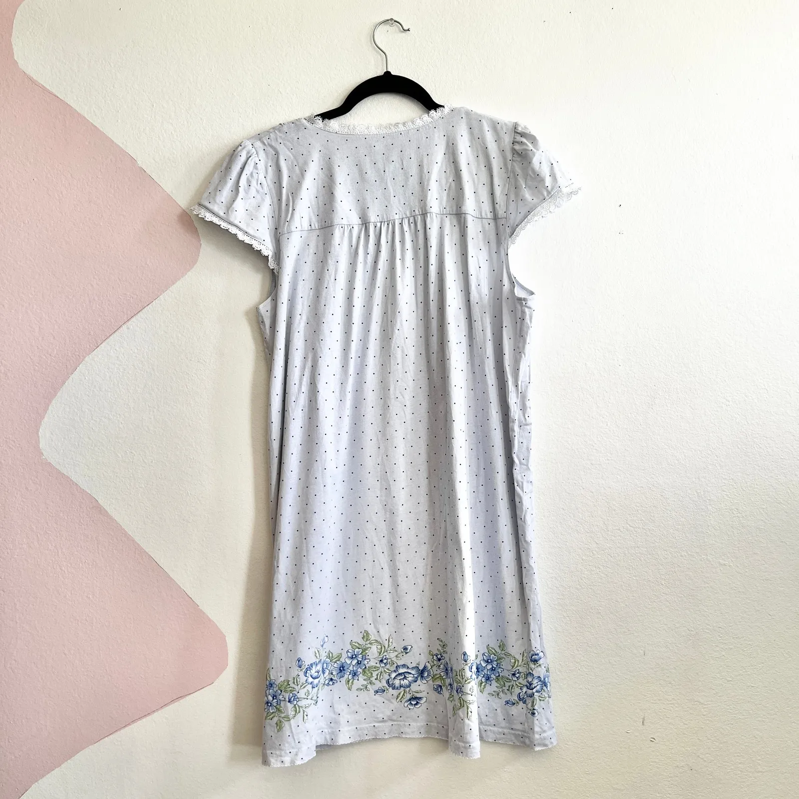 Charter Club Blue‎ Nightgown Lace Trim Cozy Sleepwear Classic Vintage Large - Image 2