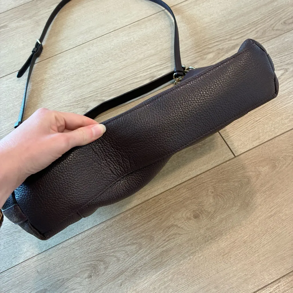 Coach 24770 Scout Satchel Hobo Crossbody Handbag Pebble Leather Wine Purple - Image 6