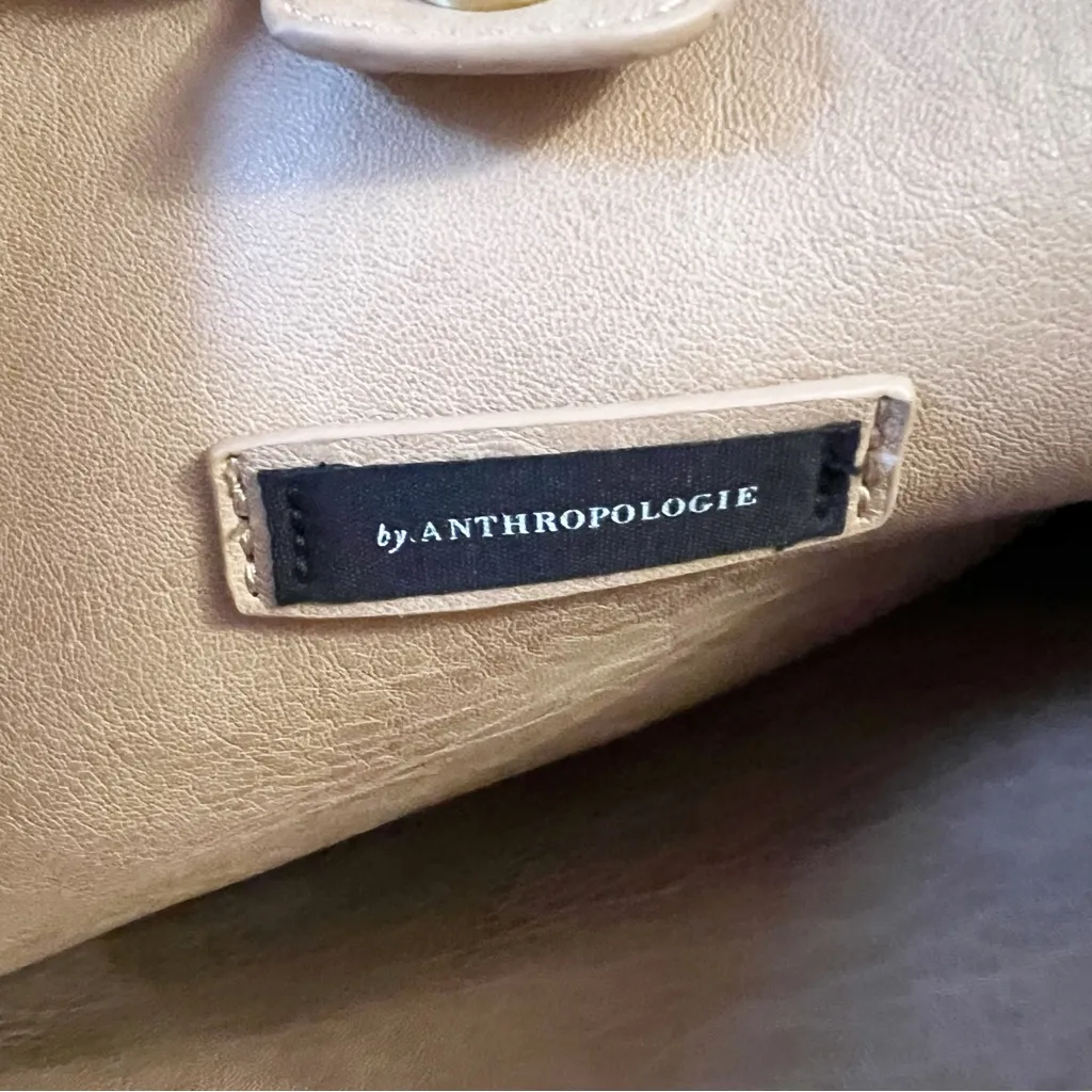 Anthopologie Tia Slouchy Bucket Faux Leather Shoulder Bag Beige Color - Image 7