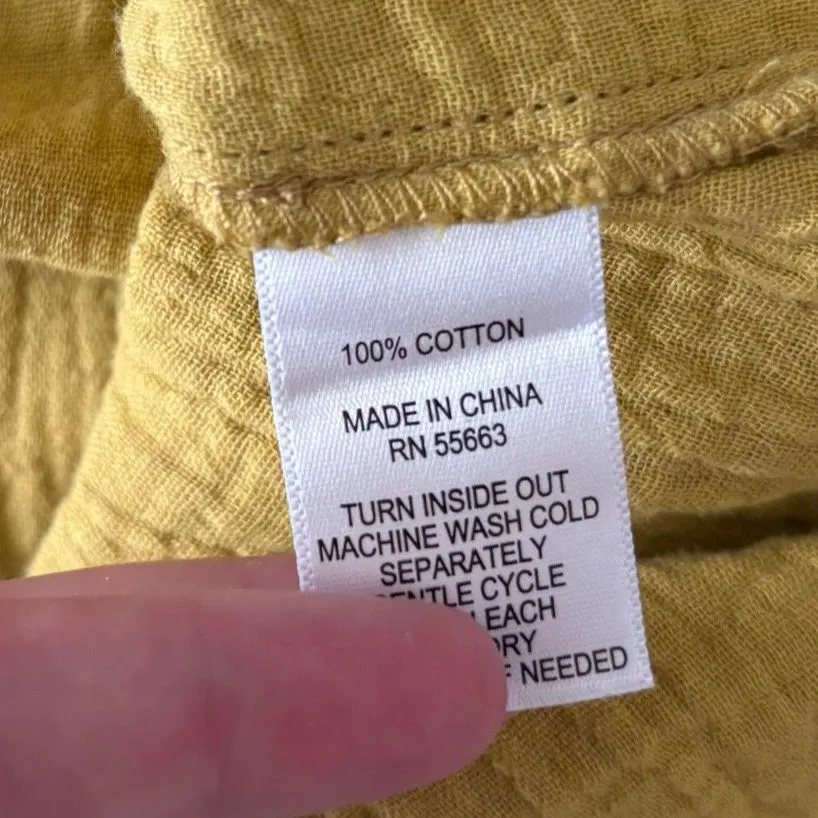 C&C California‎ Off Shoulder Blouse Long Sleeve Cotton Gauze Yellow Size Large - Image 4