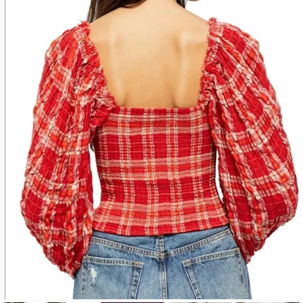 Free People Cherry Bomb Balloon Sleeve Top - Image 5