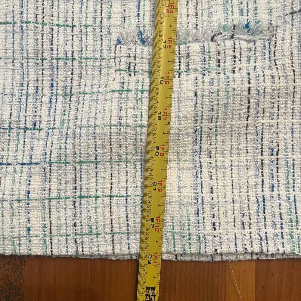 STS Sail to Sable Women's White Blue Aqua Frayed Tweed Zipper Top Size Small - Image 5