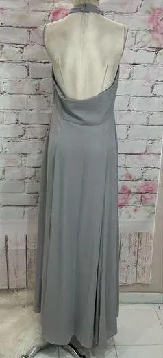 Fame and partners halter mock neck medium gray gown - Image 2