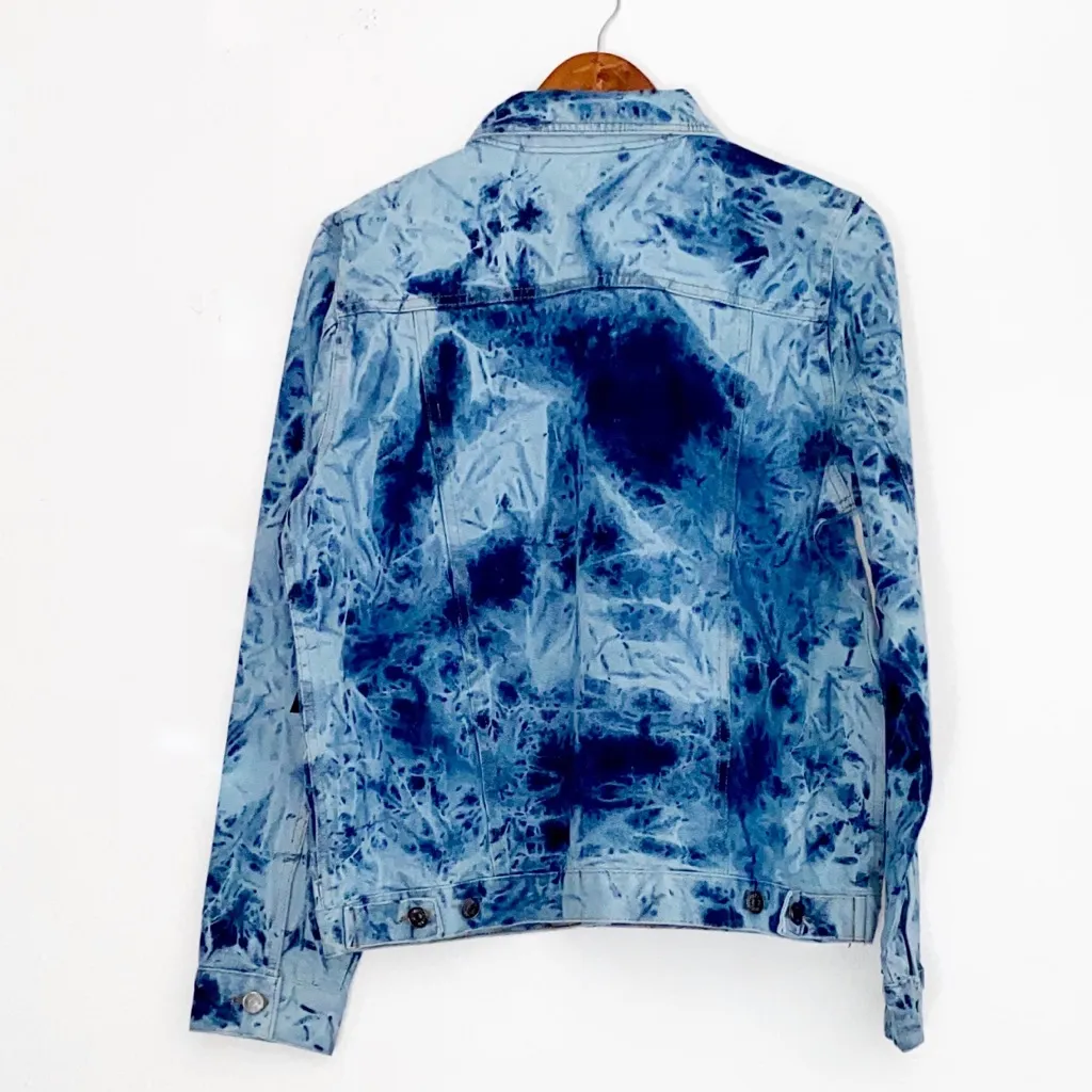 NWT Helium London Tie Dye Denim Jean Jacket Blue Size L - Image 6