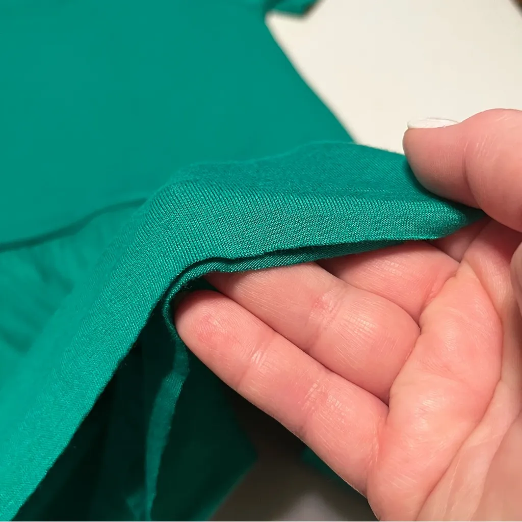 Zenana Premium Womens Size Small Green Short Sleeve Tiered Dress Raw Hem‎ Tunic - Image 12