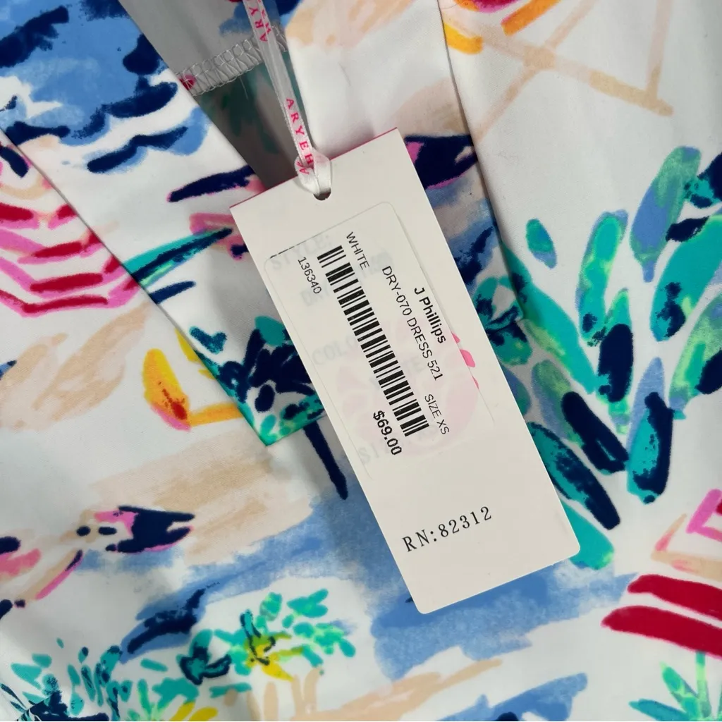 Aryeh Multicolor Nautical Sailboat Print Split Neck Sleeveless Mini Dress XS - Image 6