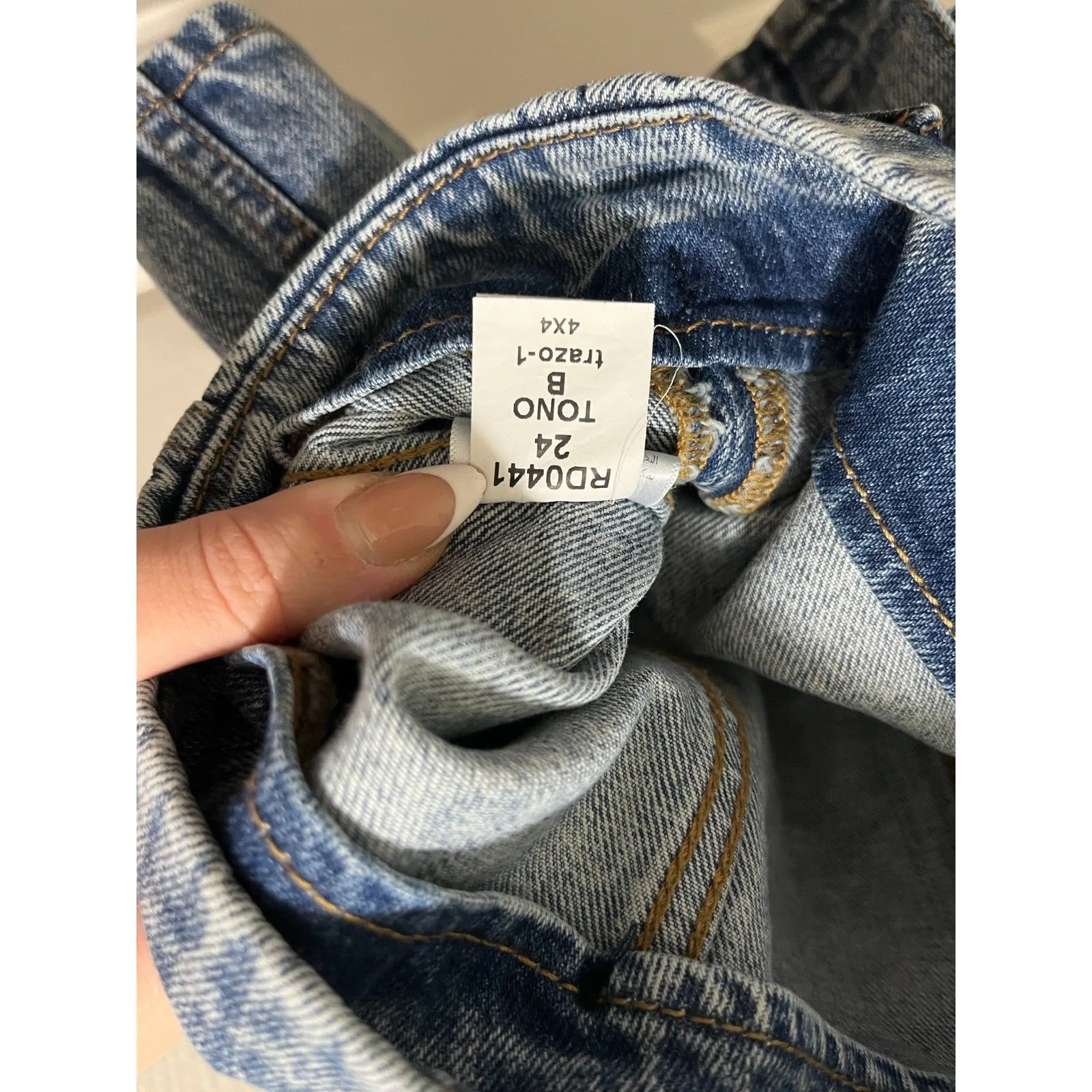 Re/Done Originals Denim Wrap Mini Skirt Size 24 in Acid Blue Trendy Low Rise - Image 8