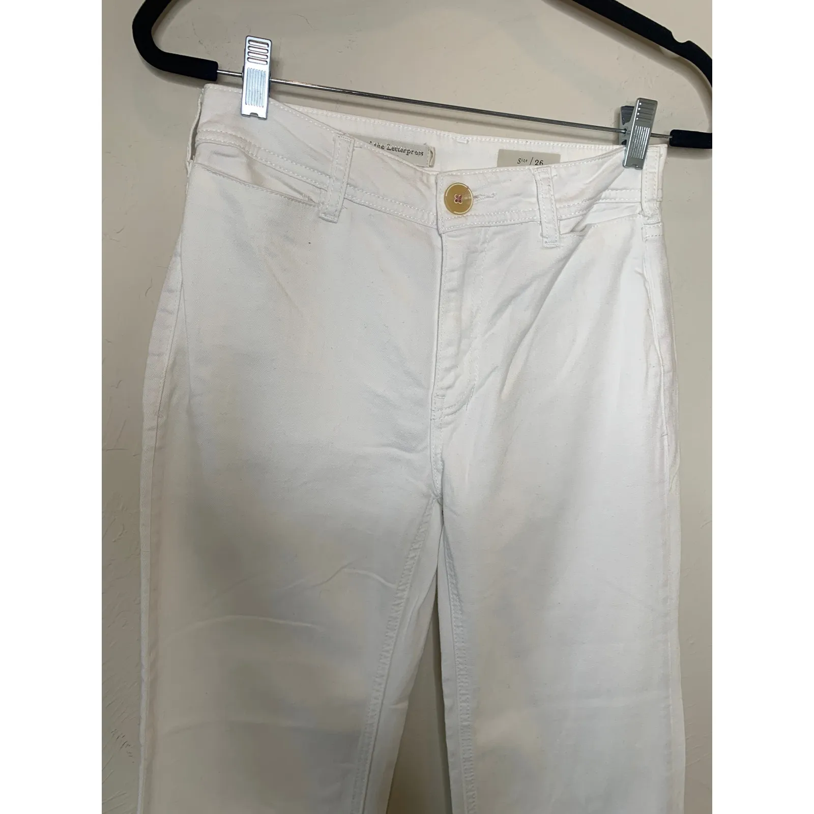 Pilcro & the Letterpress White Crop Cuffed Jeans Sz 26 EUC - Image 5