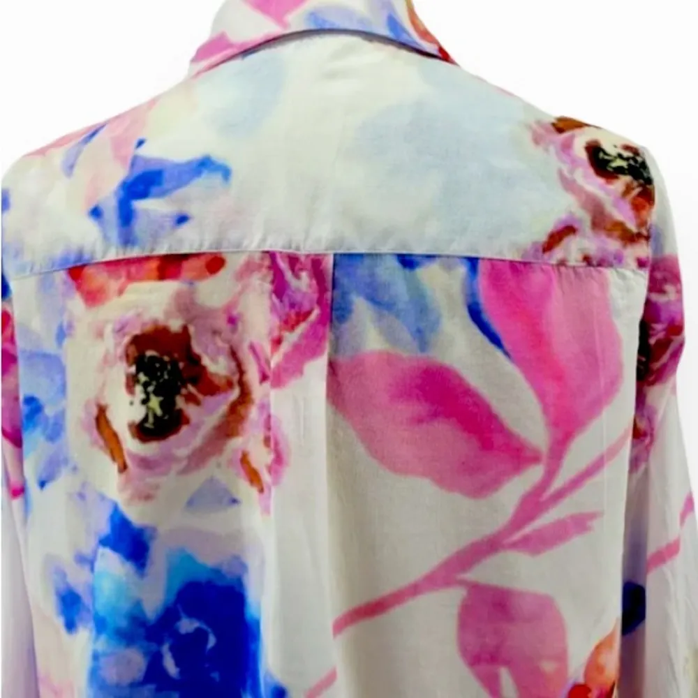 Soft Surroundings PM Watercolor Floral Embroidered Aquarelle Shirt XL - Image 6