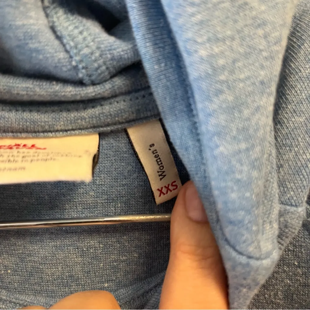 Fjallraven Hoodie Heathered Blue High Coast Hoodie XXS GUC Sweatshirt w/ Pocket - Image 5