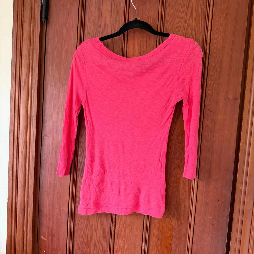 Willi Smith Bight Pink Three Quarter Length Sleeves Tee Shirt Size Small - Image 6