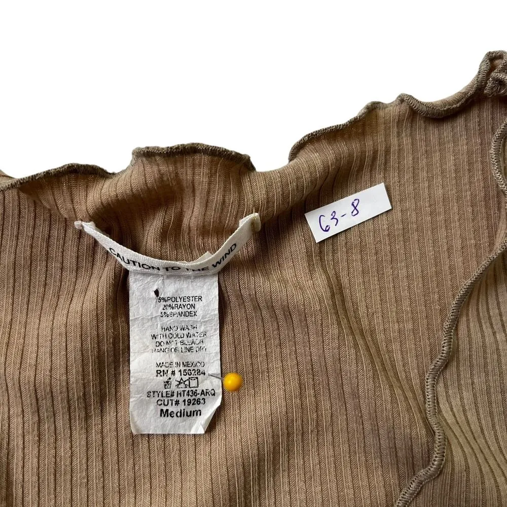 Caution To The Wind Brown Knit Cardigan Women Sweater Size Medium | 63-8 - Image 4