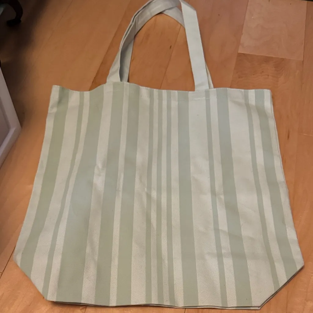 Vogue Mint Striped Tote Bag Green - Image 3