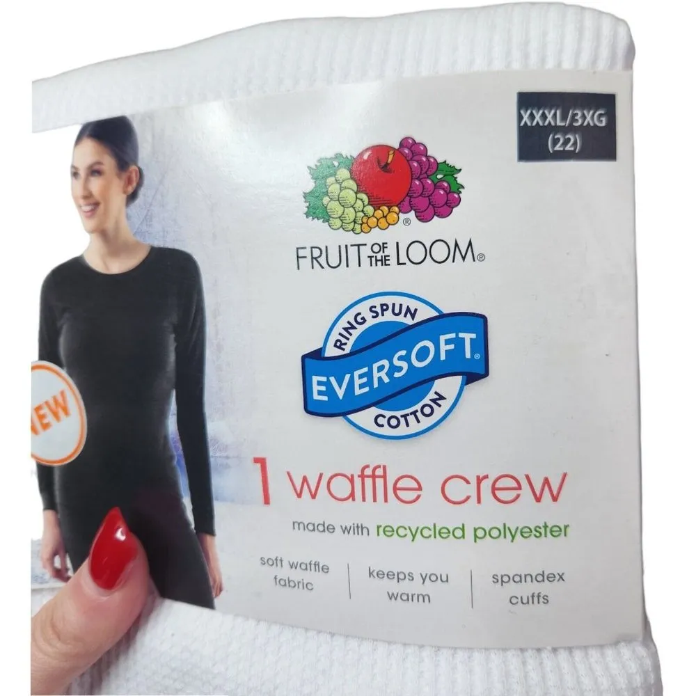Fruit of the Loom EverSoft Women's Waffle Crew Shirt Size White 3X (22) NEW - Image 5