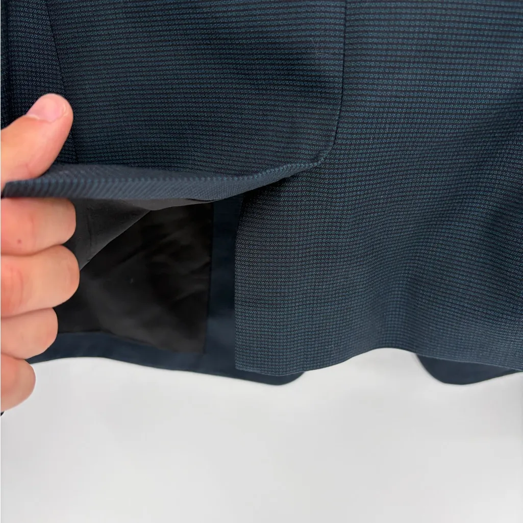 Boss Hugo boss blue plaid professional virgin wool career business blazer sz 10 - Image 9