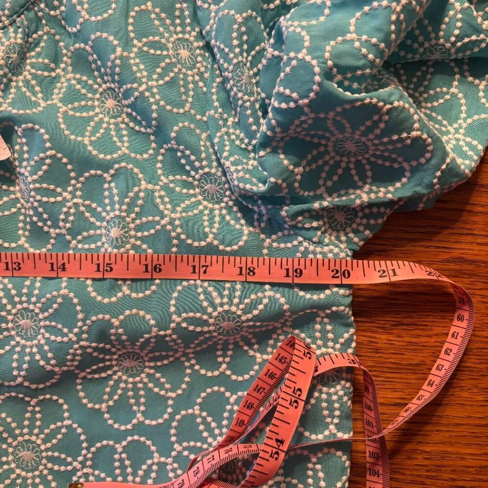 Finley Chloe Dress Daisy Dot Embroidery Size Small Blue Made in the USA - Image 11