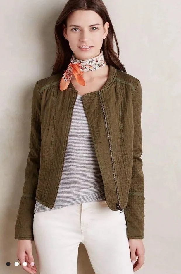 Anthropologie Hei Hei Green Quilted Riding Jacket Small - Image 3