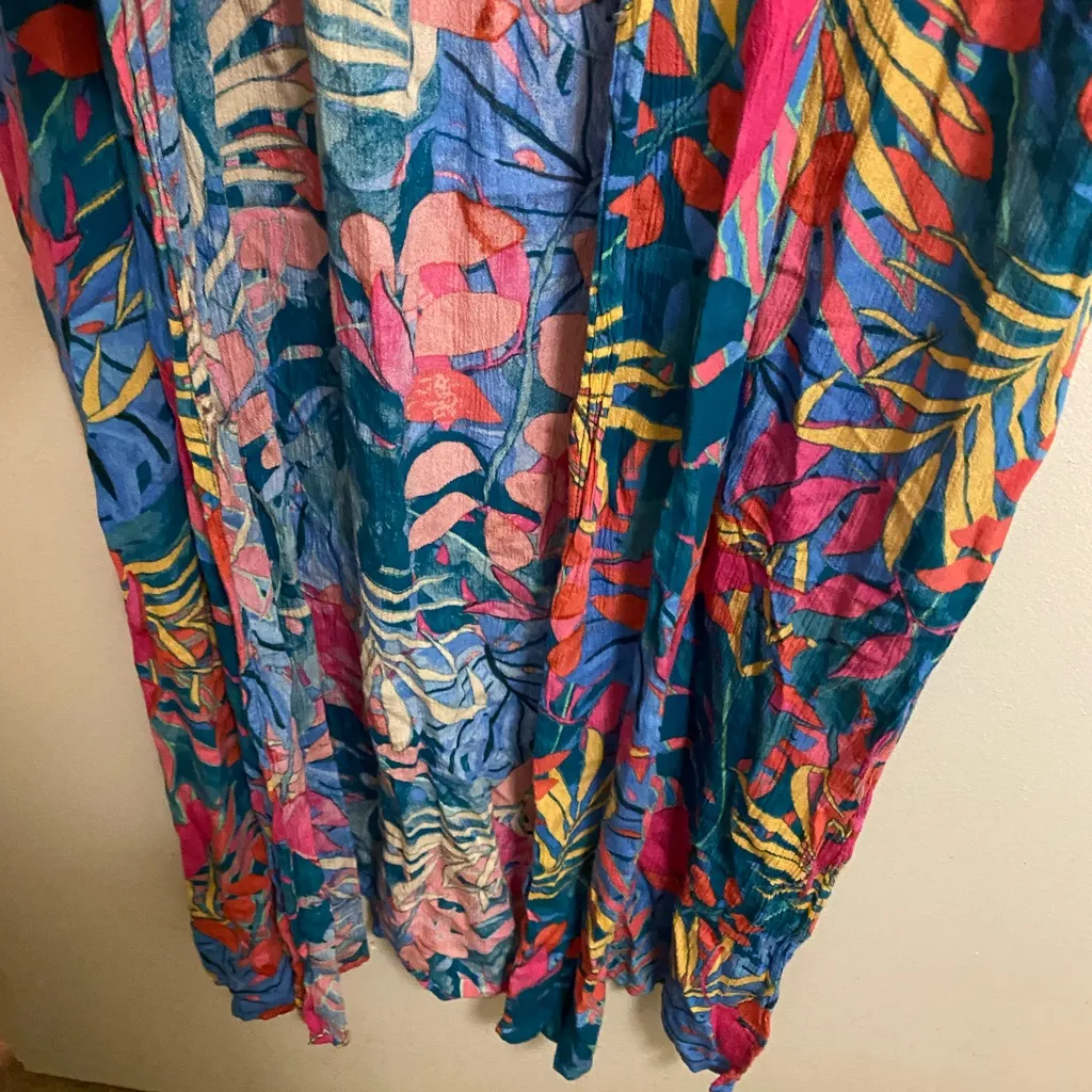 Kona Sol Womens Duster Swim Cover Up Dress L XL Tropical Floral Print Beach - Image 6