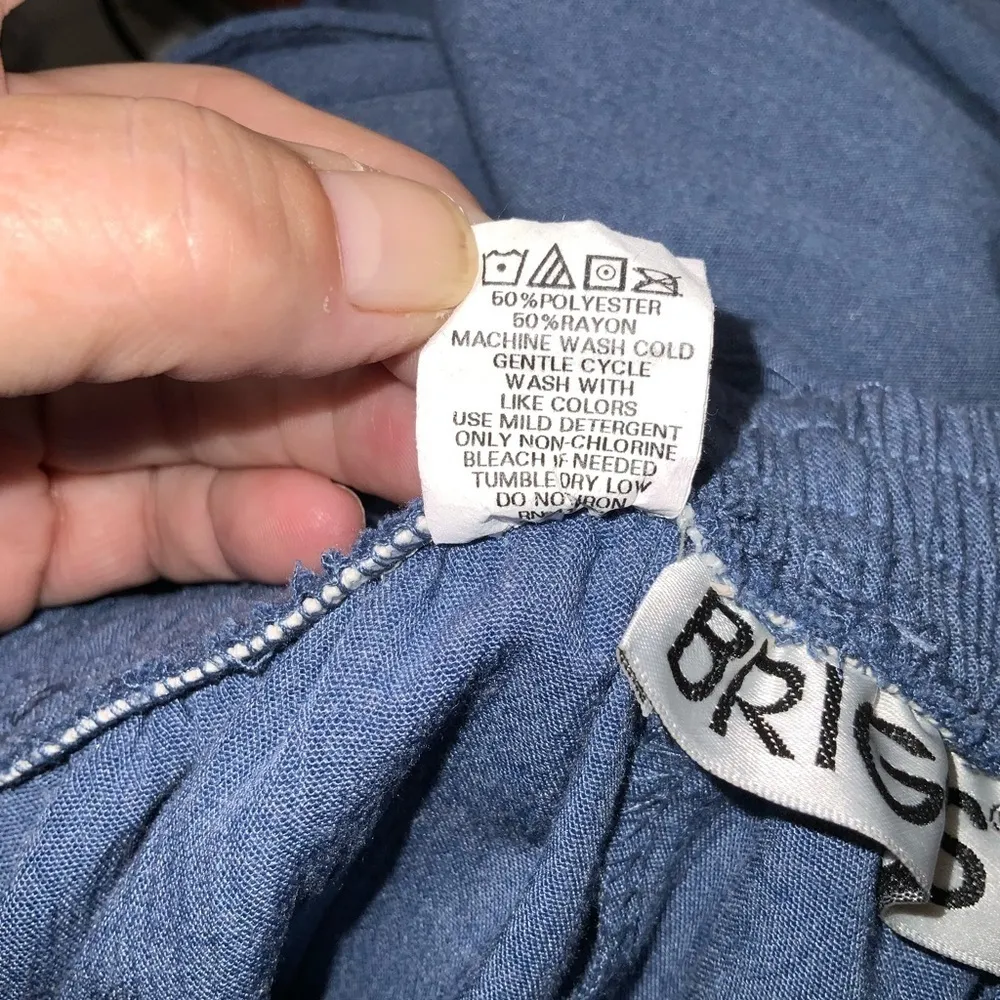 Briggs Vintage 80’s Retro Slate Blue Midi Full Skirt Pleated Front Pockets Sz 14 - Image 7