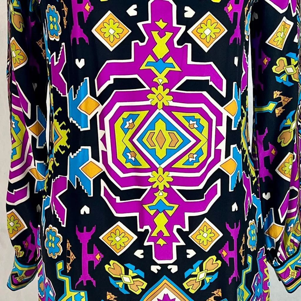Alice & Trixie Vibrant Silk Boho Tunic Dress XS Resortwear Cruise Flowy Vacay - Image 4