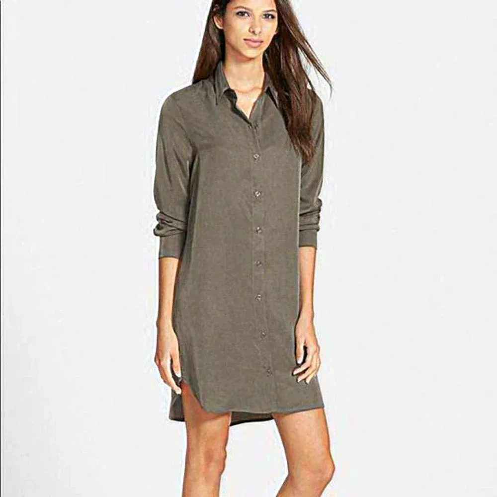 WAYF Olive‎ Green Long Sleeve Button Down Dress Small - Image 4